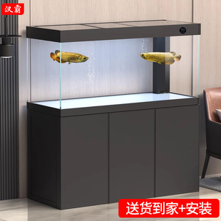 汉霸鱼缸大型客厅大型家用底过虑超白玄关龙鱼缸现代2025款 新款