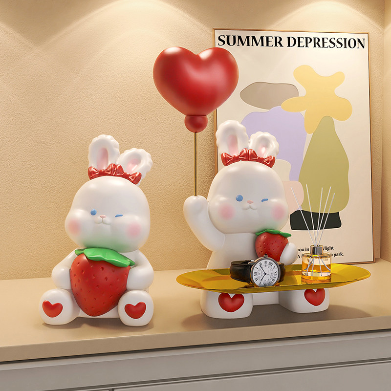 莓烦恼兔子摆件玄关入户进门鞋柜钥匙收纳置物家居装饰品生日礼物