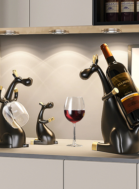 红酒架酒柜摆件客厅轻奢高档玄关柜餐柜小鹿家居装饰品乔迁礼物