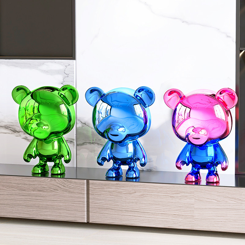 创意电镀潮玩暴力熊客厅摆件网红电视柜玄关轻奢桌面家居软装饰品