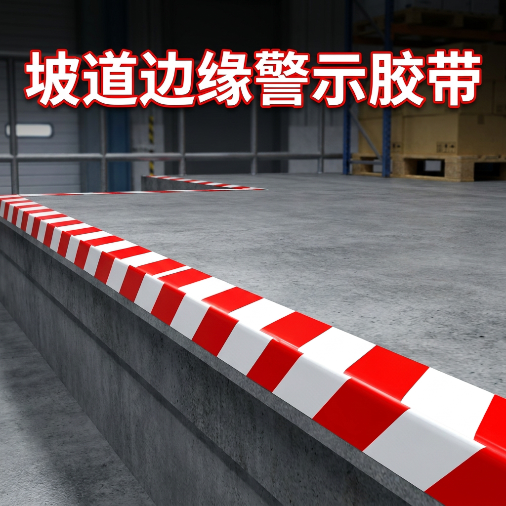 坡道边缘警示胶带自粘夜间安全反光贴纸灭火器地面标识消防栓红白贴纸工厂车间通道红色警戒线定位隔离标识牌