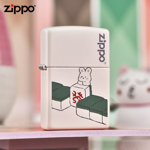 zippo打火机白哑漆发财兔