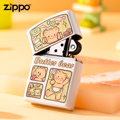 zippo正品可爱彩印黄油小熊