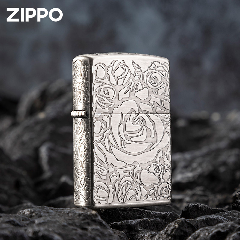 zippo古银玫瑰花礼盒装