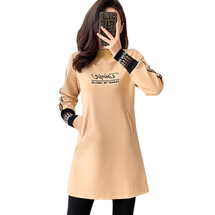 中长款加绒卫衣女秋冬新款宽松设计感上衣加厚高级感超好看遮屁股