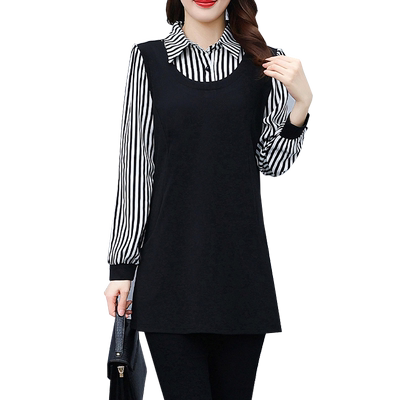 假两件加绒打底内搭长袖新款洋气