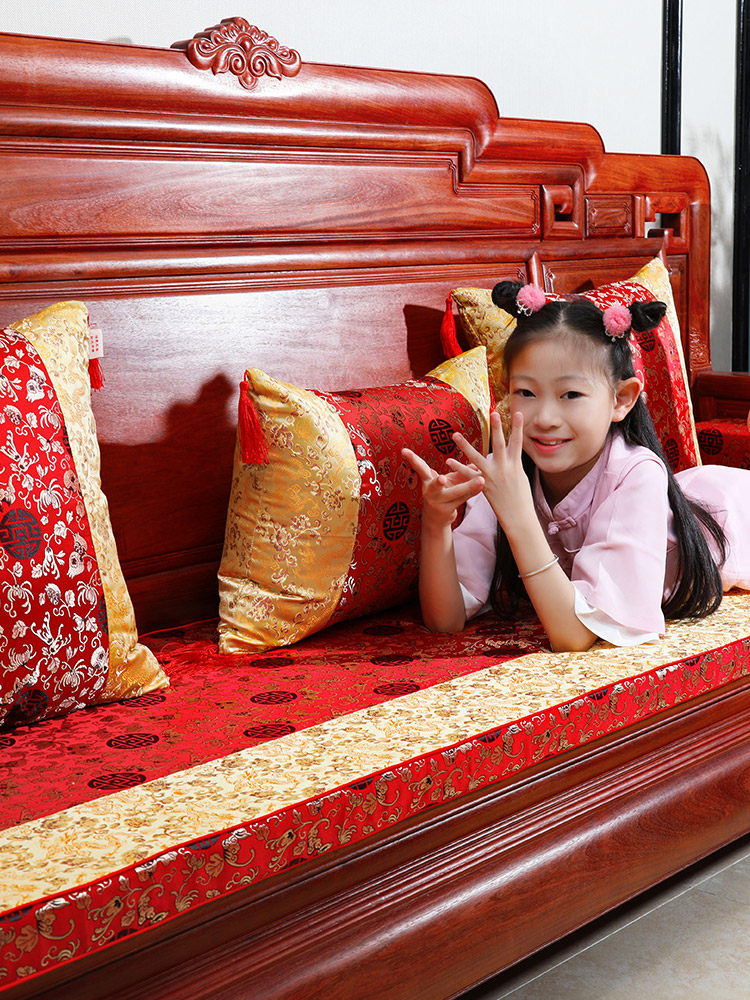 中式实木沙发垫带靠背单人座家具坐椅垫靠垫罗汉床垫子五件套定制