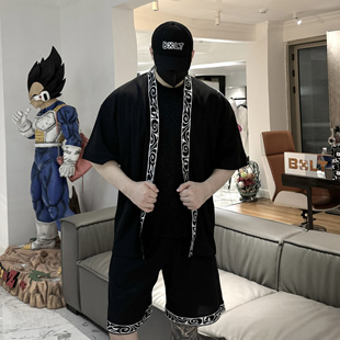 BXLT必须撸铁新中式国风系列刺绣花纹华夫格宽松落肩薄款衬衫开衫