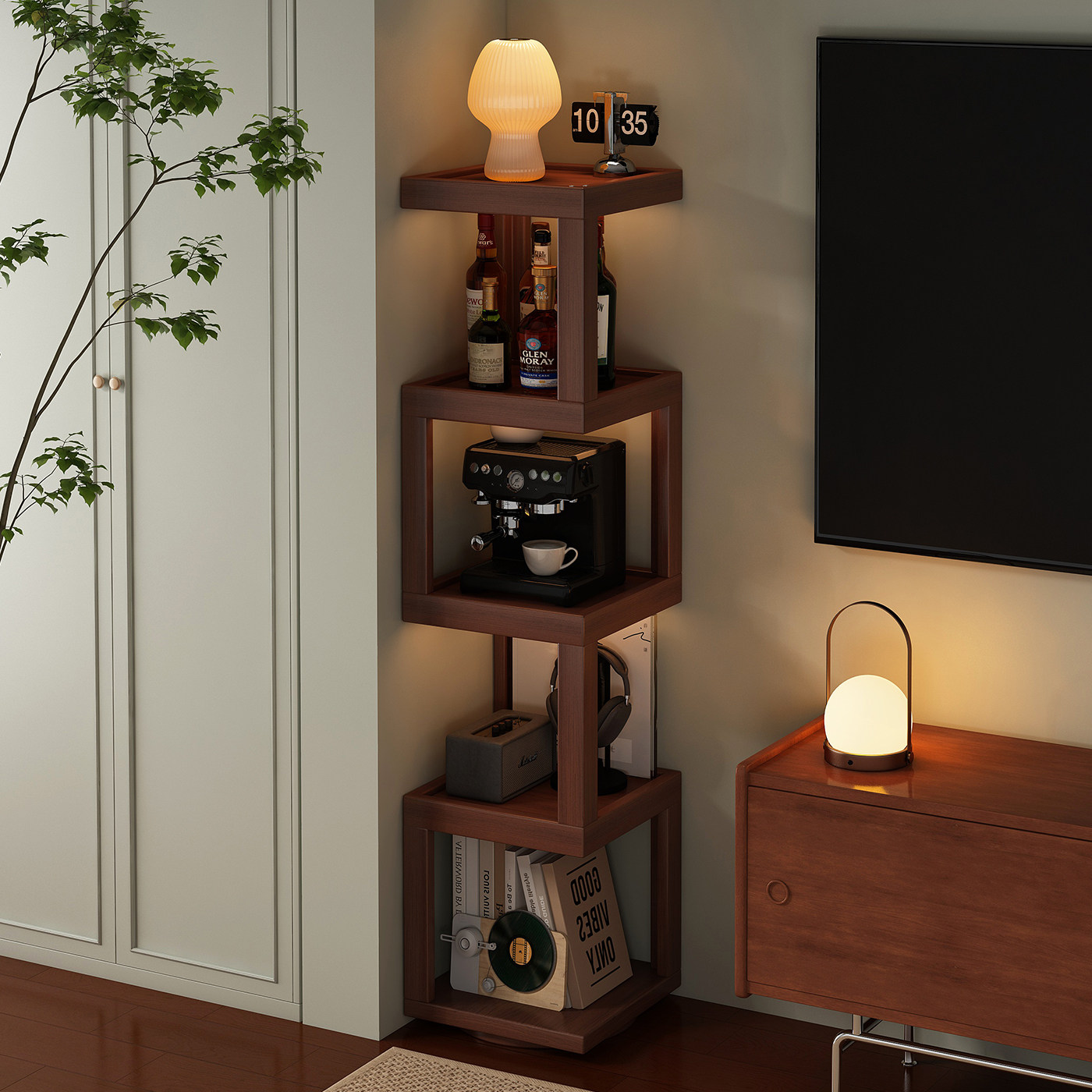 转角置物架客厅墙角90度收纳柜落地旋转书架沙发拐角柜子2026新款,住宅家具,角柜,淘宝优惠券,粉丝福利购,淘宝优惠卷