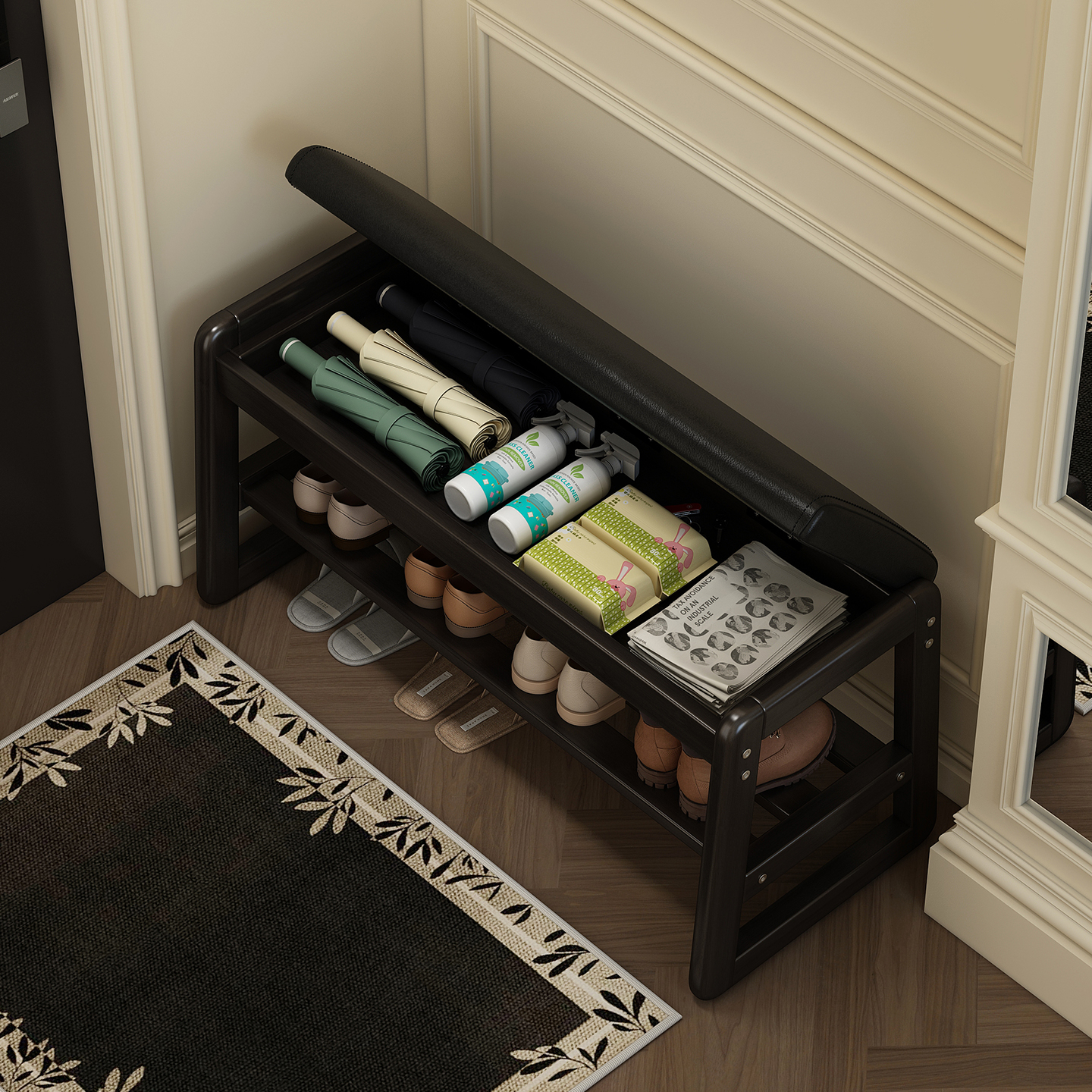 隐藏收纳换鞋凳双重加固