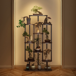 造型花架一体靠墙阳台落地式花盆托架子茶室休闲区布置高级感室内