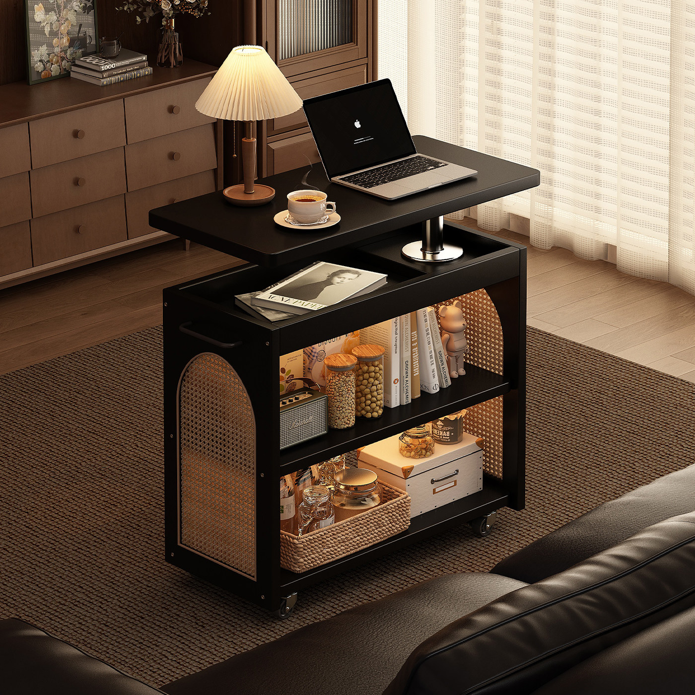 折叠茶几客厅家用茶桌沙发边柜侧柜可移动升降实木边几中古风角几,住宅家具,茶几,淘宝优惠券,粉丝福利购,淘宝优惠卷