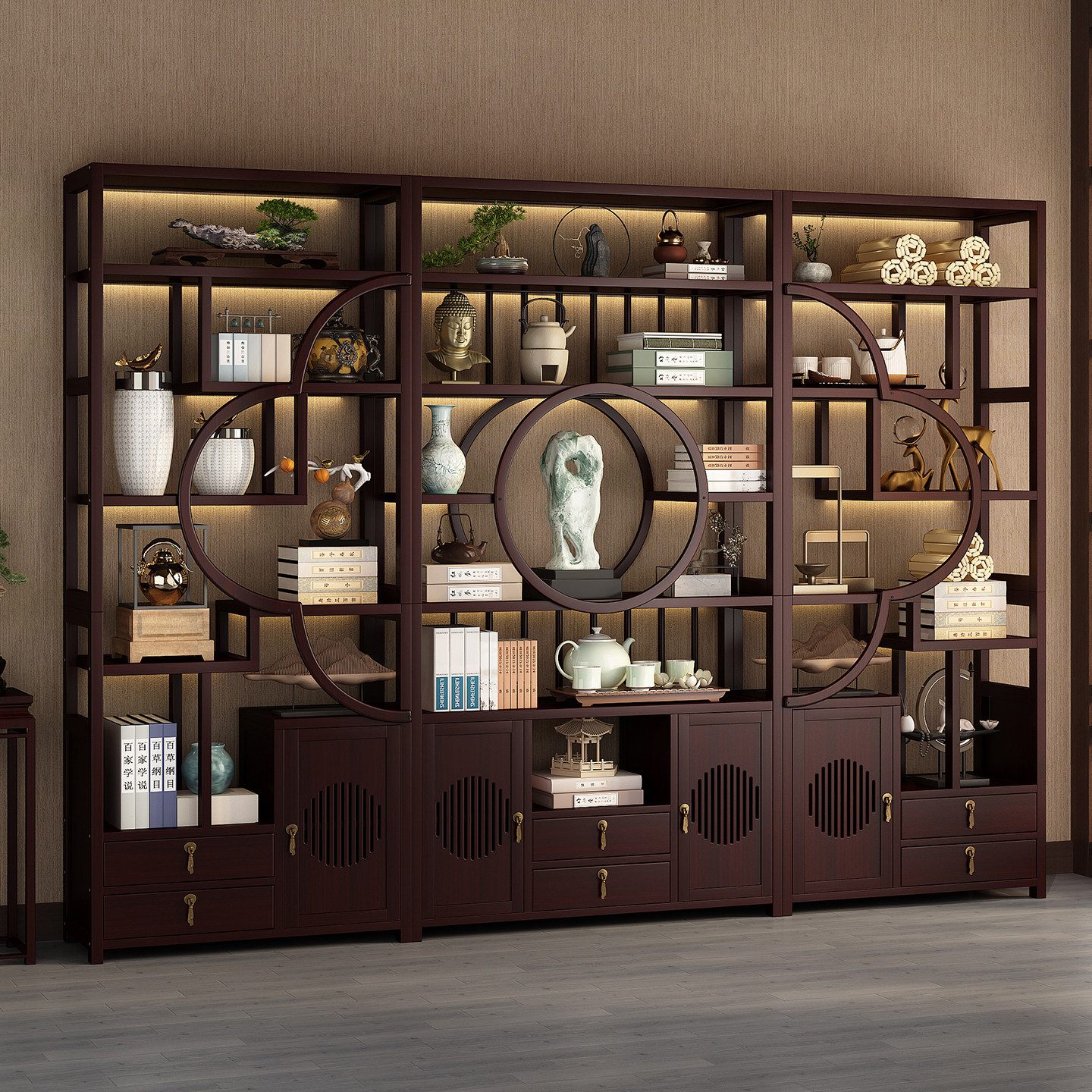中式博古架多层超强承重超稳不晃