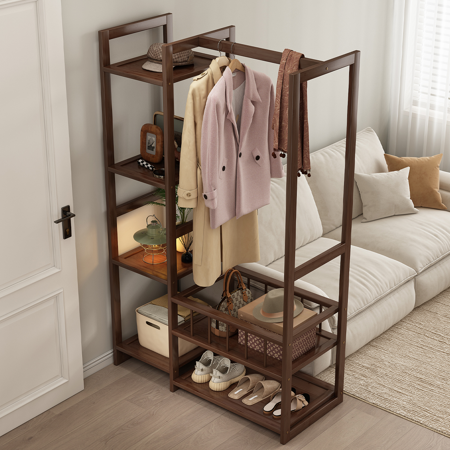 衣帽架落地置物架超强收纳