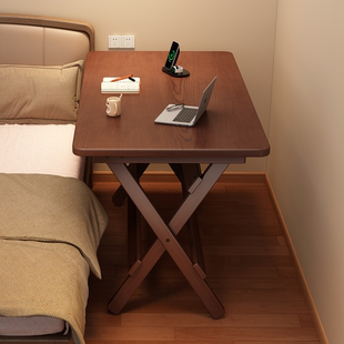 实木折叠书桌家用卧室床边桌电脑桌办公桌小户型靠墙学习写字桌子