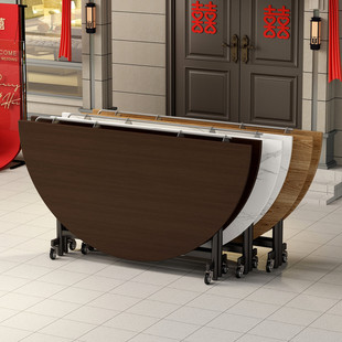 折叠餐桌农村婚宴流水席吃饭桌子家用移动圆桌坝坝宴婚礼酒席饭桌