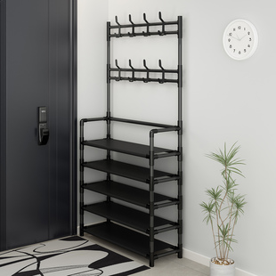 鞋架子家用门口多层挂衣架一体靠墙出租房用多功能简易鞋子收纳架