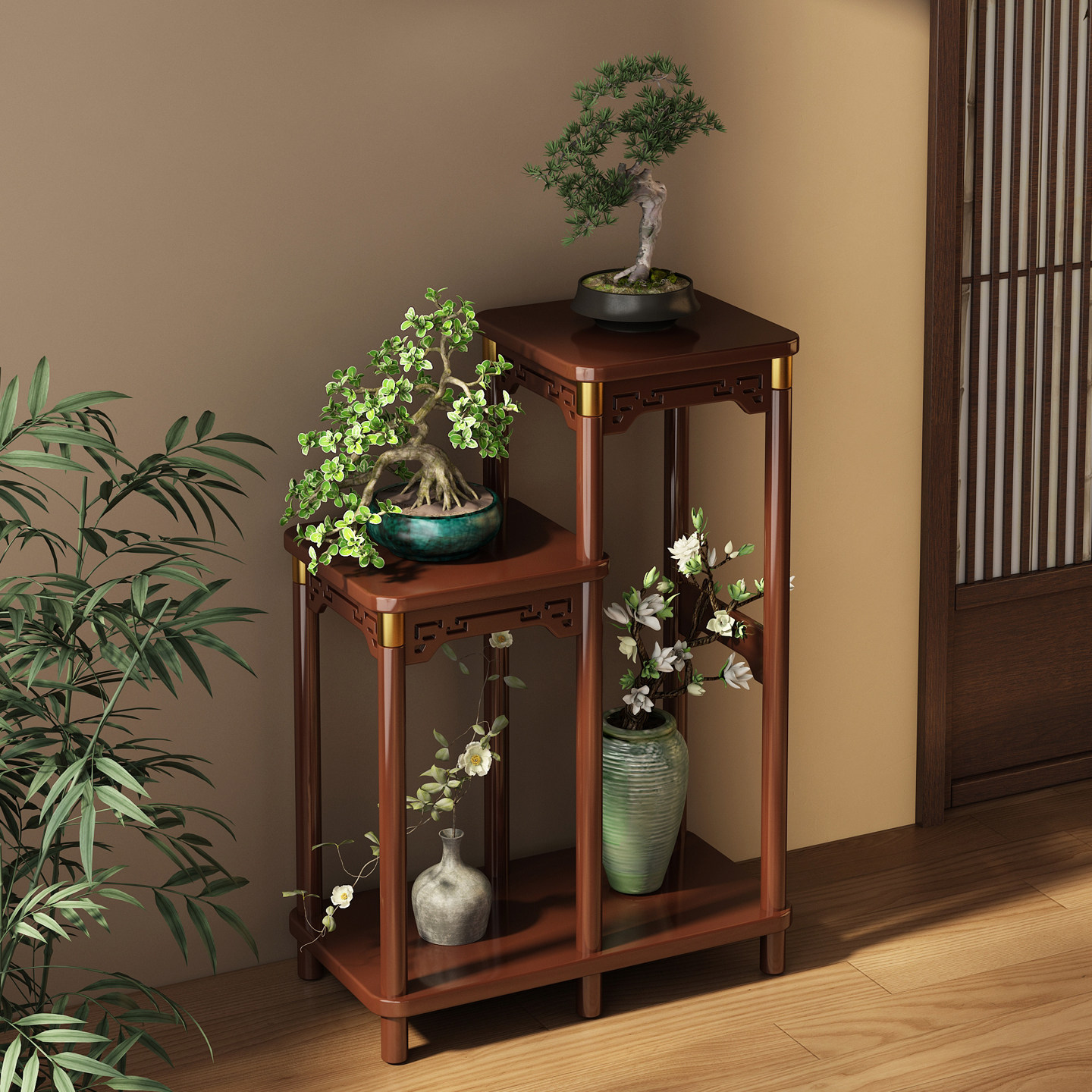 中式花架子客厅落地式阳台置物架多层实木花台室内盆景植物摆放架,住宅家具,花架/花几,淘宝优惠券,粉丝福利购,淘宝优惠卷