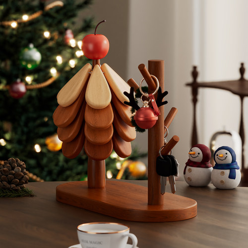 天然实木材质咖啡杯挂架餐垫组合