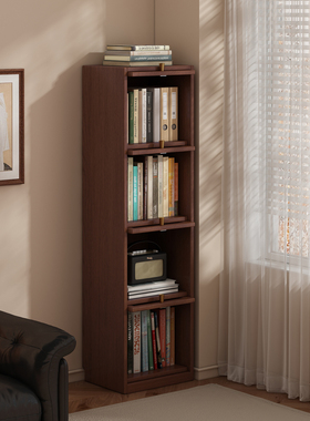 实木质书架家用客厅落地式转角置物架多层简易书柜亚克力展示柜子