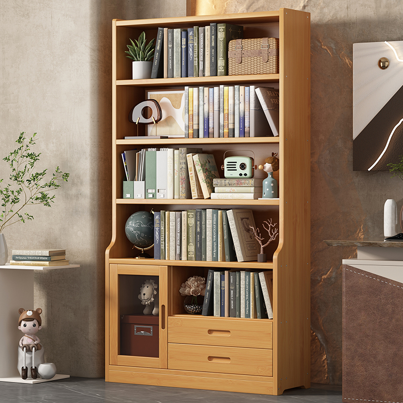 姿竹书柜带门带抽大容量