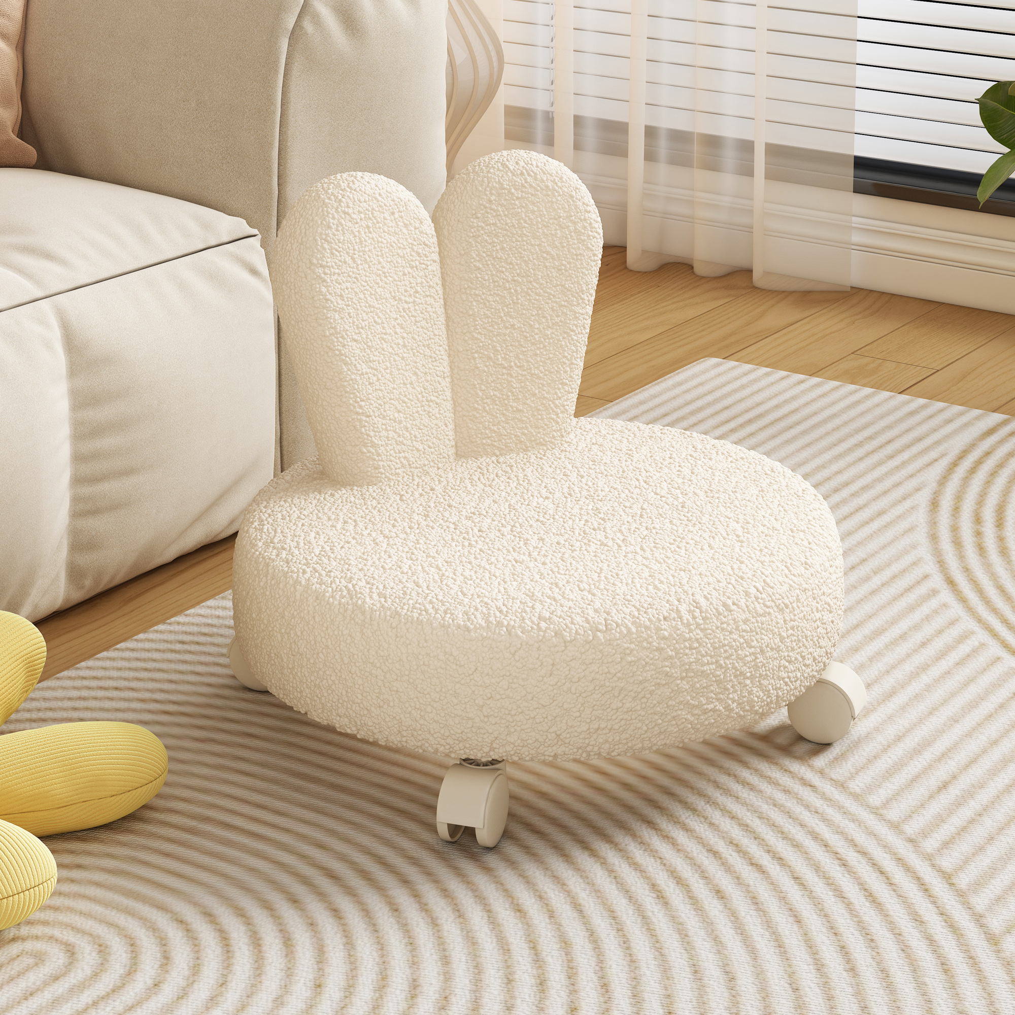 姿竹羊羔绒通用可爱风可移动矮凳