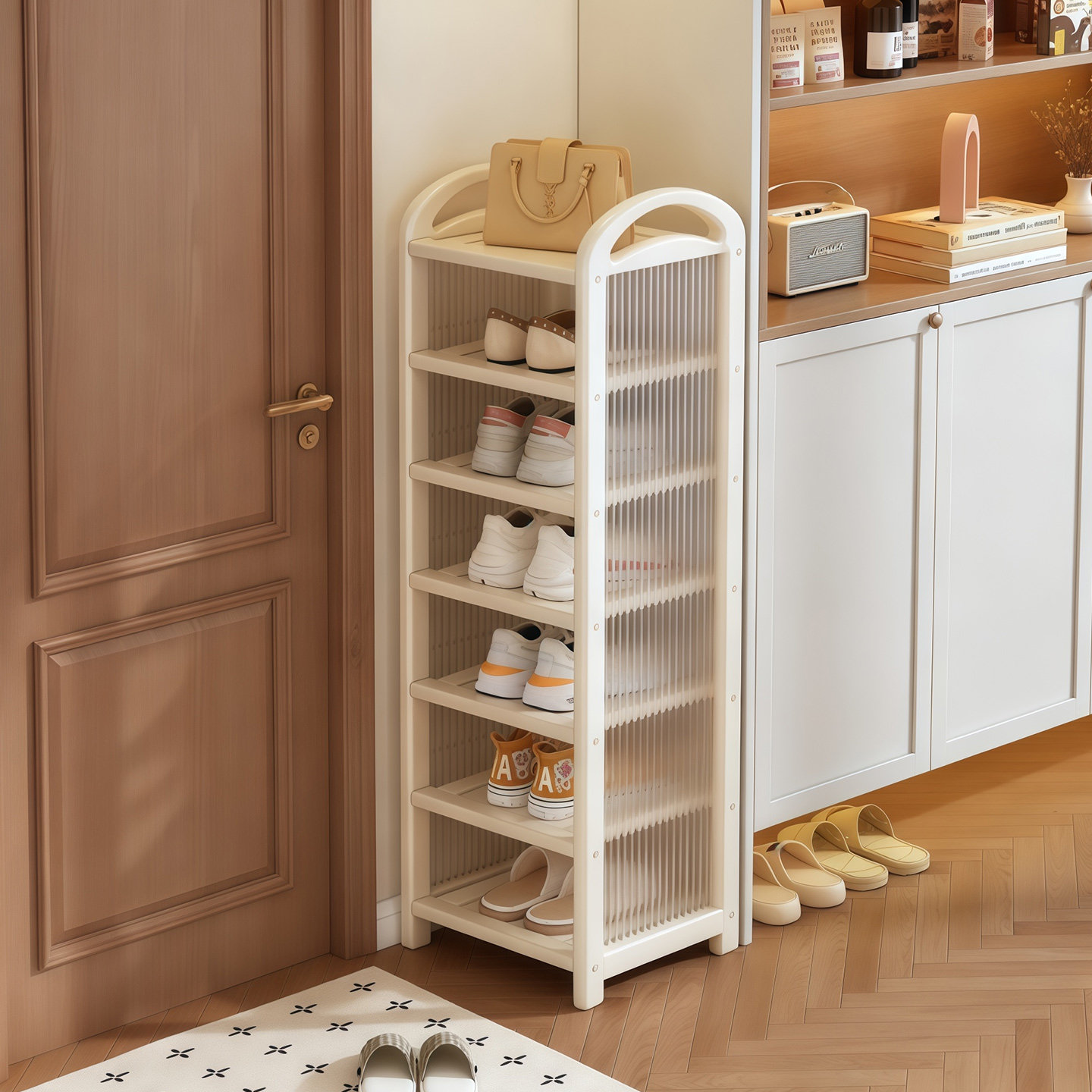 鞋架小窄门口家用入户门多层鞋柜简易不占地方奶油风鞋子收纳架子