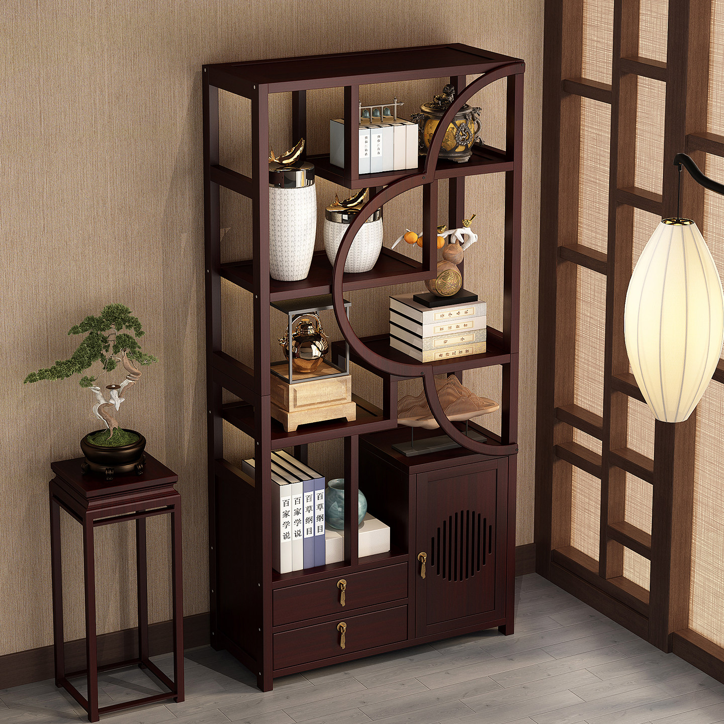中式博古架实木茶具收纳置物架茶叶柜茶室一体靠墙茶架摆件展示柜,住宅家具,多宝格/博古架,淘宝优惠券,粉丝福利购,淘宝优惠卷