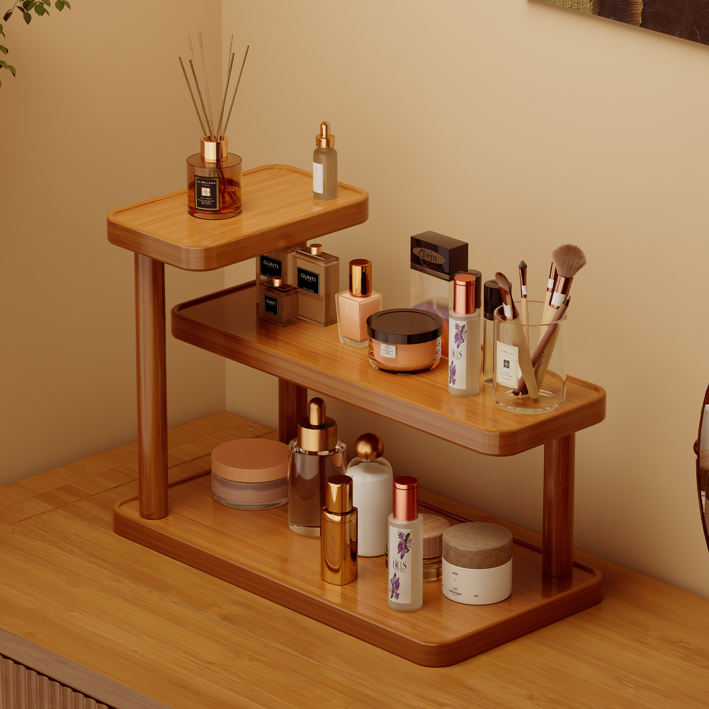 复古风化妆品置物架收纳架