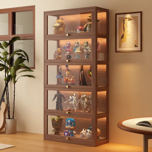 【带灯包安装】实木手办展示柜