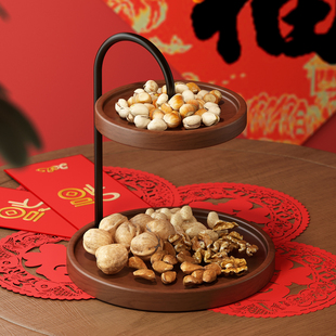 实木果盘客厅茶几家用干果盘糖果盒新年桌面坚果瓜子盘零食摆放盘