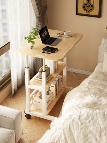 可移动床边电脑桌学生书架书桌一体式学习桌小户型桌子卧室床边桌