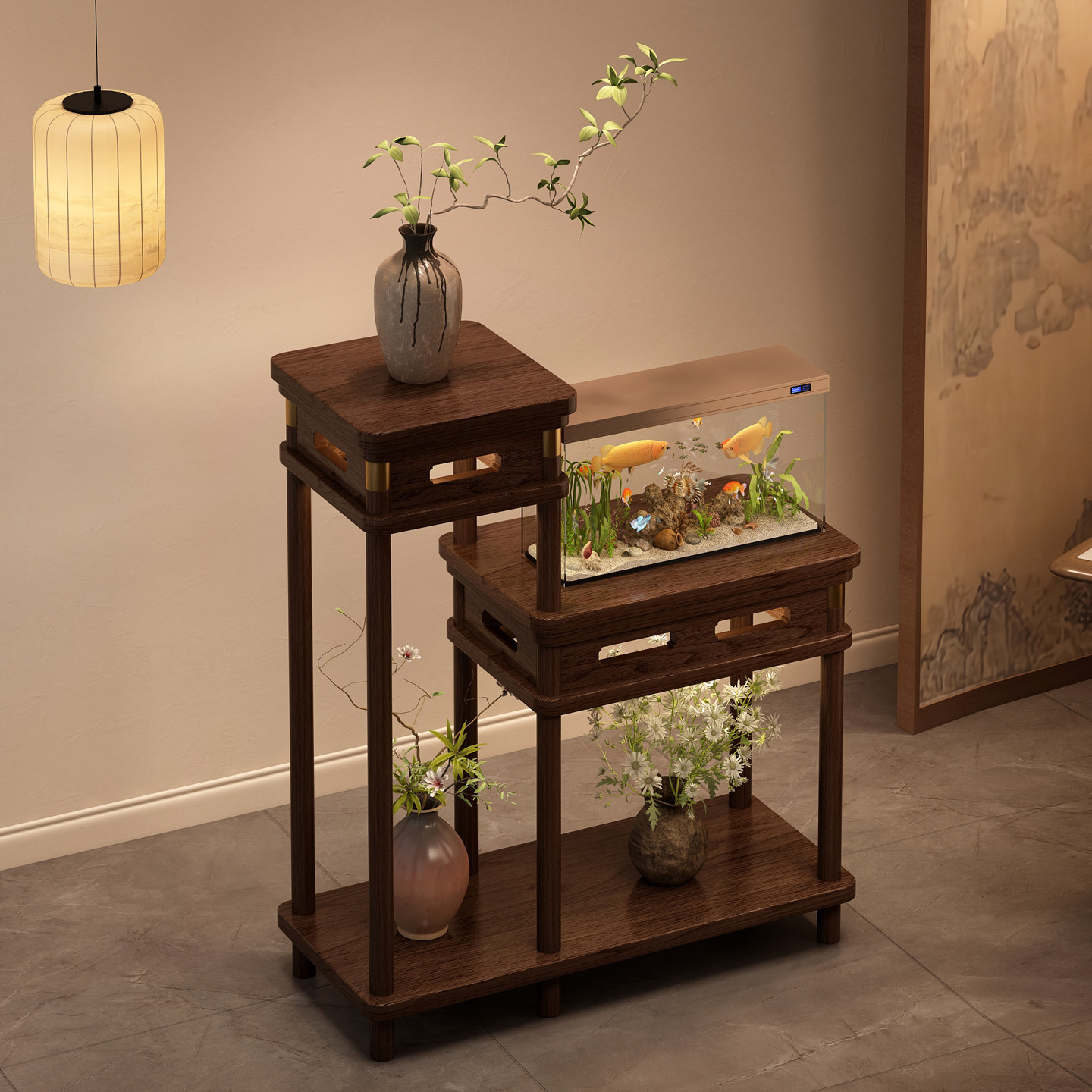 实木花架子客厅落地式阳台多层绿植置物架花盆托架鱼缸摆放架一体,住宅家具,花架/花几,淘宝优惠券,粉丝福利购,淘宝优惠卷