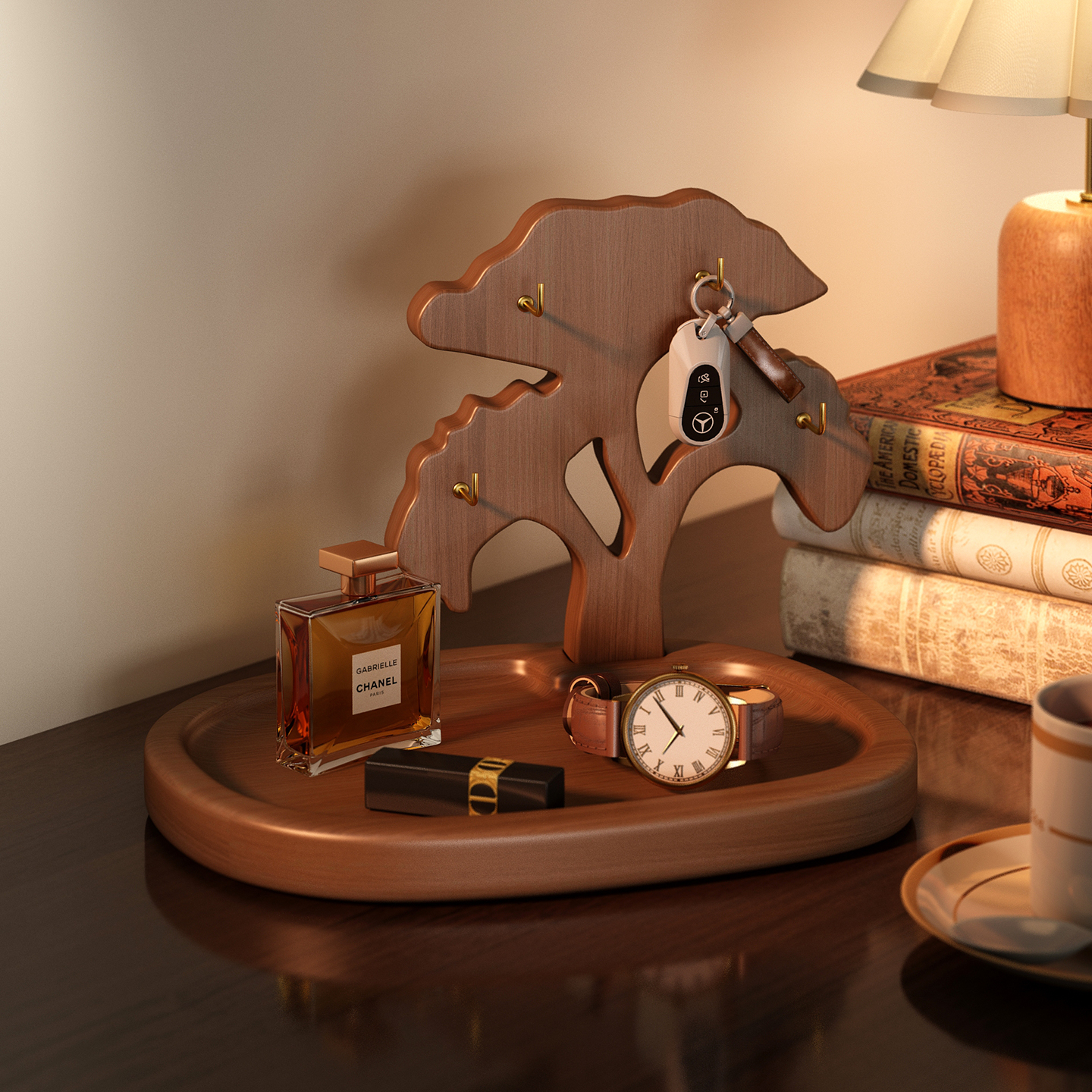 银杏创意钥匙收纳架【实木材质】