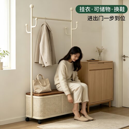 卧室落地挂衣架可移动带轮衣帽架