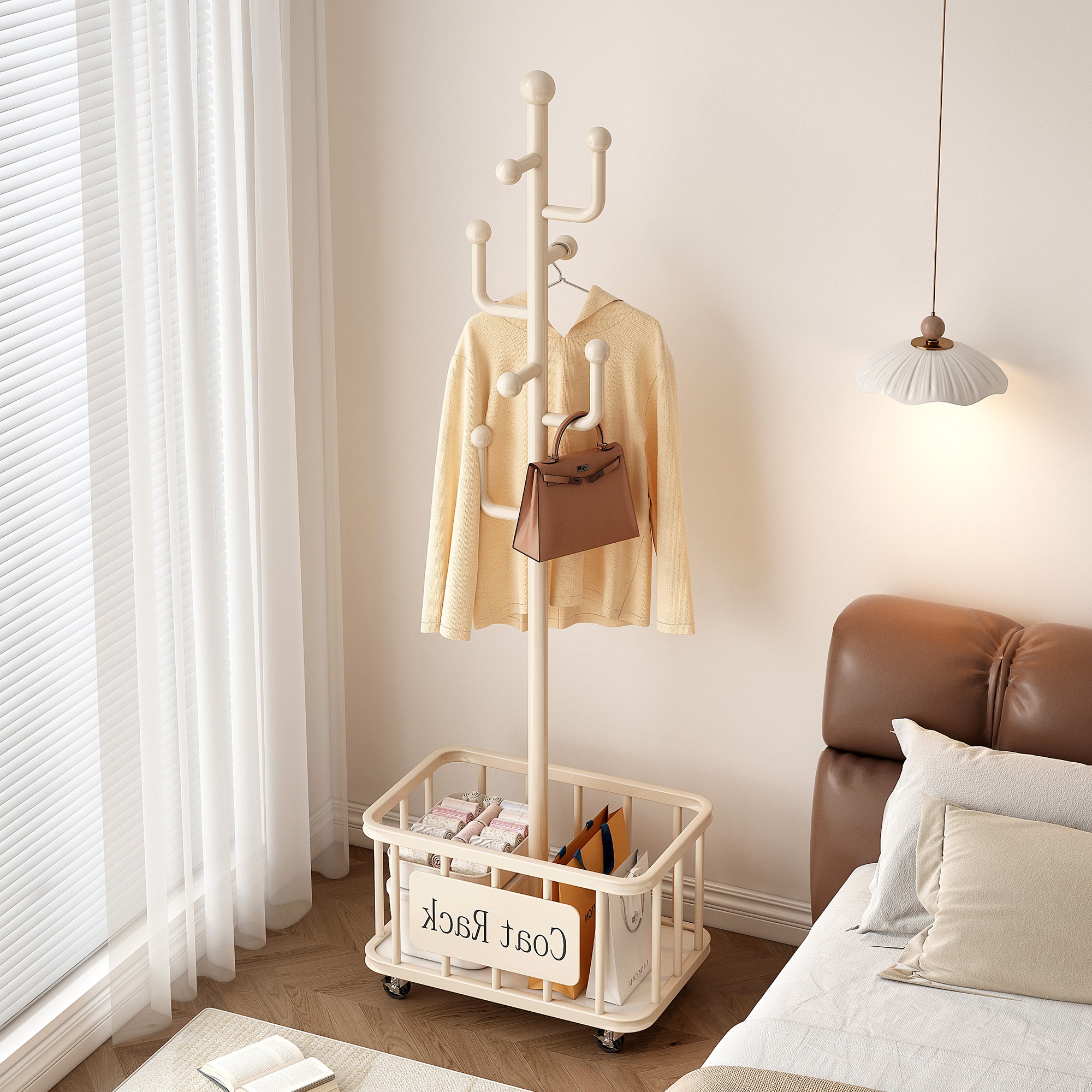 可移动衣帽架多功能置物