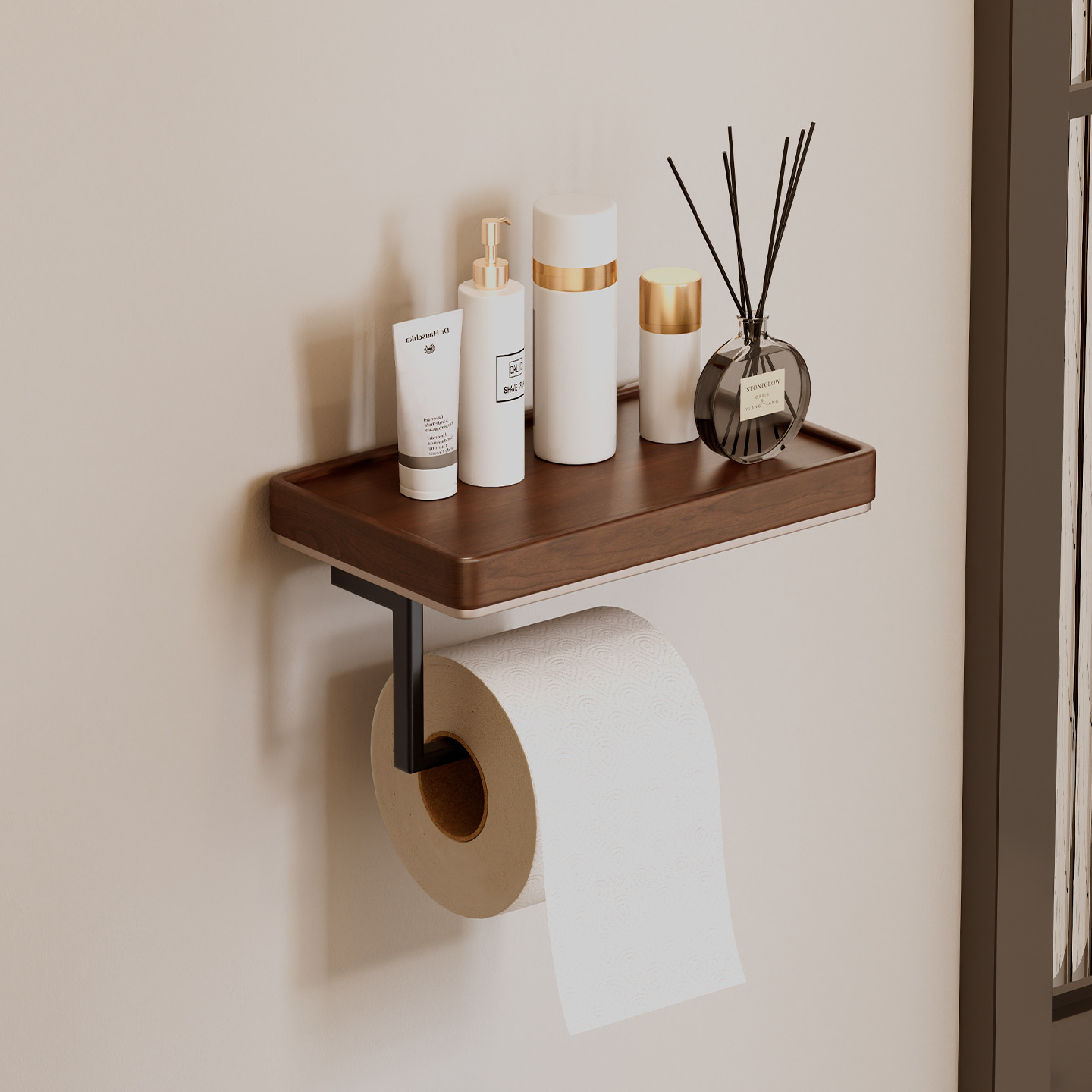 【卷纸+抽纸+手机】卫生间置物架