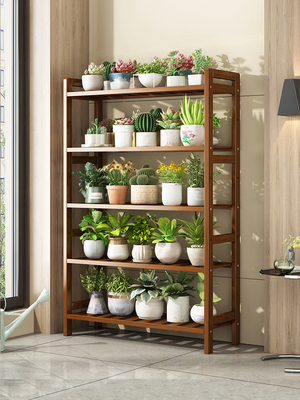 花架置物架阳台落地式防腐木多层室外靠墙花盆架多肉专用养花架子