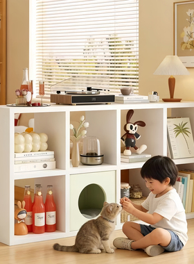 格子柜客厅沙发旁书柜储物柜自由组合矮柜子展示柜隔断书架置物架