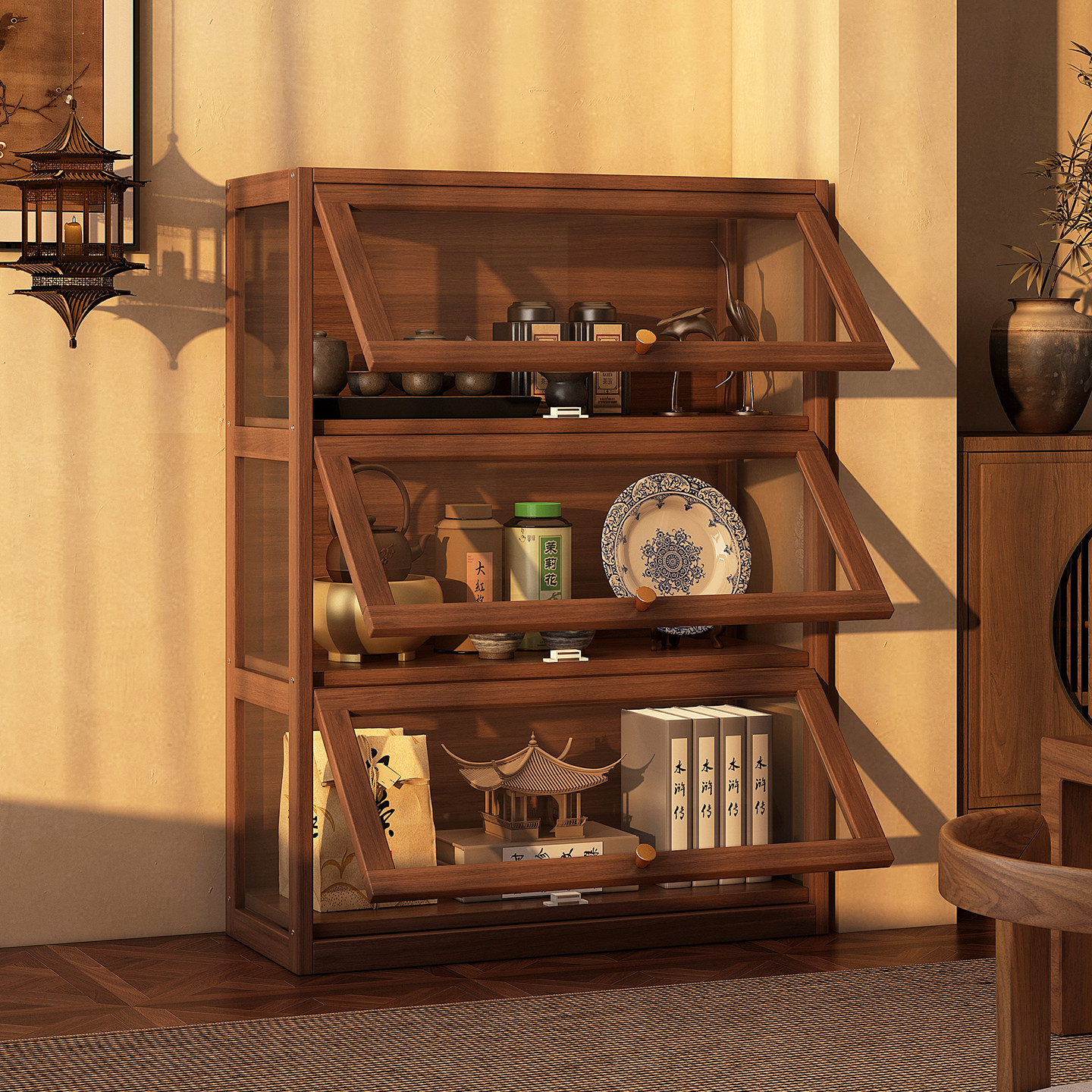 中式博古架多层茶室置物柜防尘茶架茶叶放置客厅实木茶壶茶具架子,住宅家具,多宝格/博古架,淘宝优惠券,粉丝福利购,淘宝优惠卷