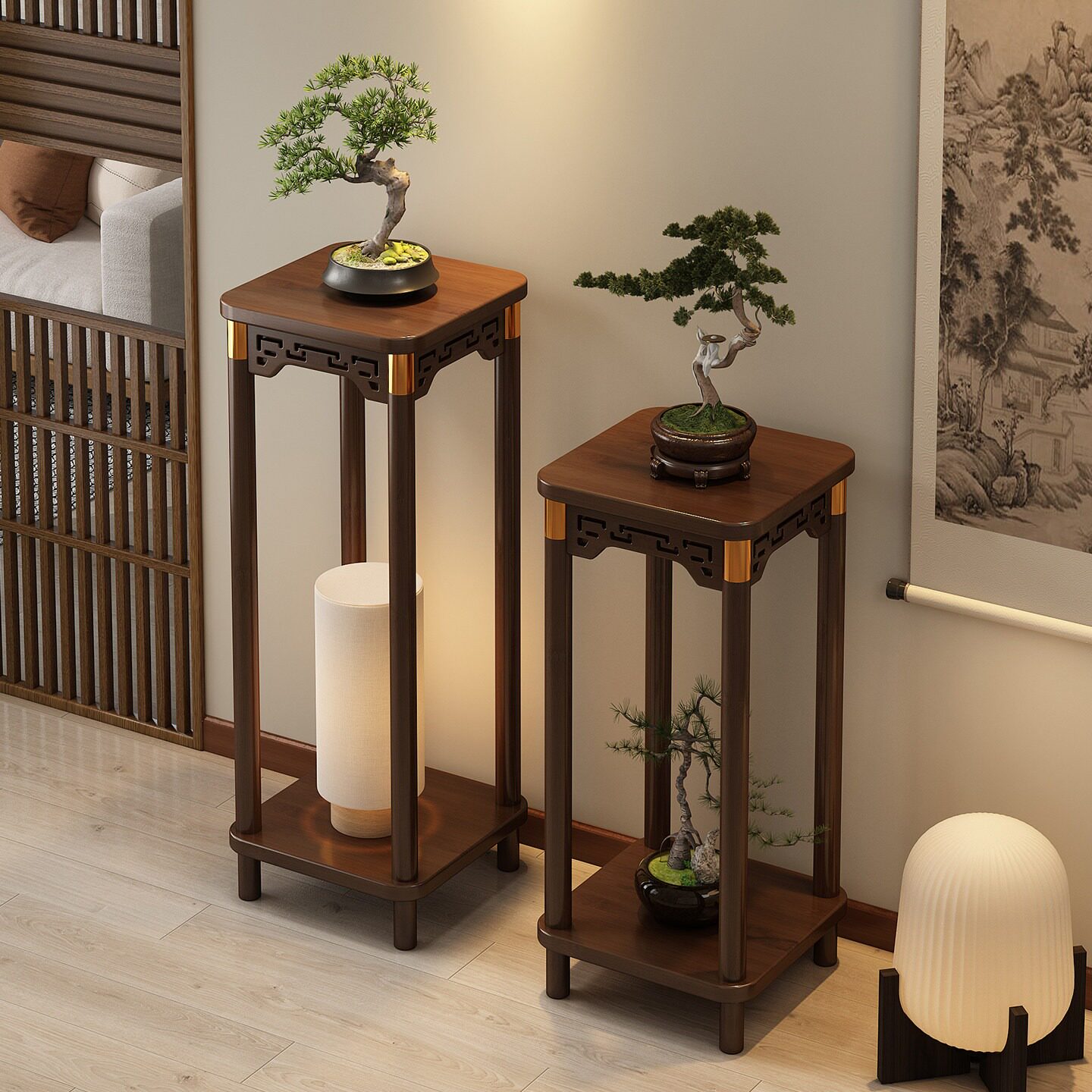 实木花架置物架阳台花盆放置展示架植物摆放架新中式花台2026新款