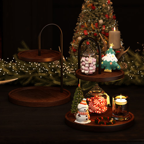 高级感实木桌面收纳托盘置物架