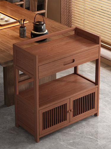 茶室博古架实木中式茶桌旁茶杯茶具置物架茶水柜放茶叶的收纳架