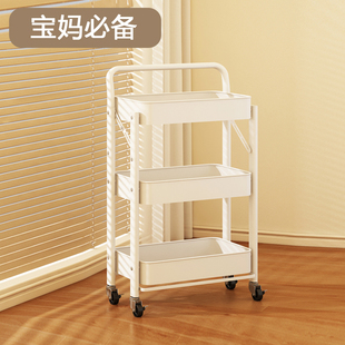 宝宝喂养台收纳柜家用落地多层可移动 婴儿用品置物架小推车免安装