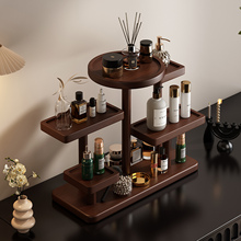 中古风实木梳妆台桌面化妆品收纳架香水置物架口红护肤品整理架