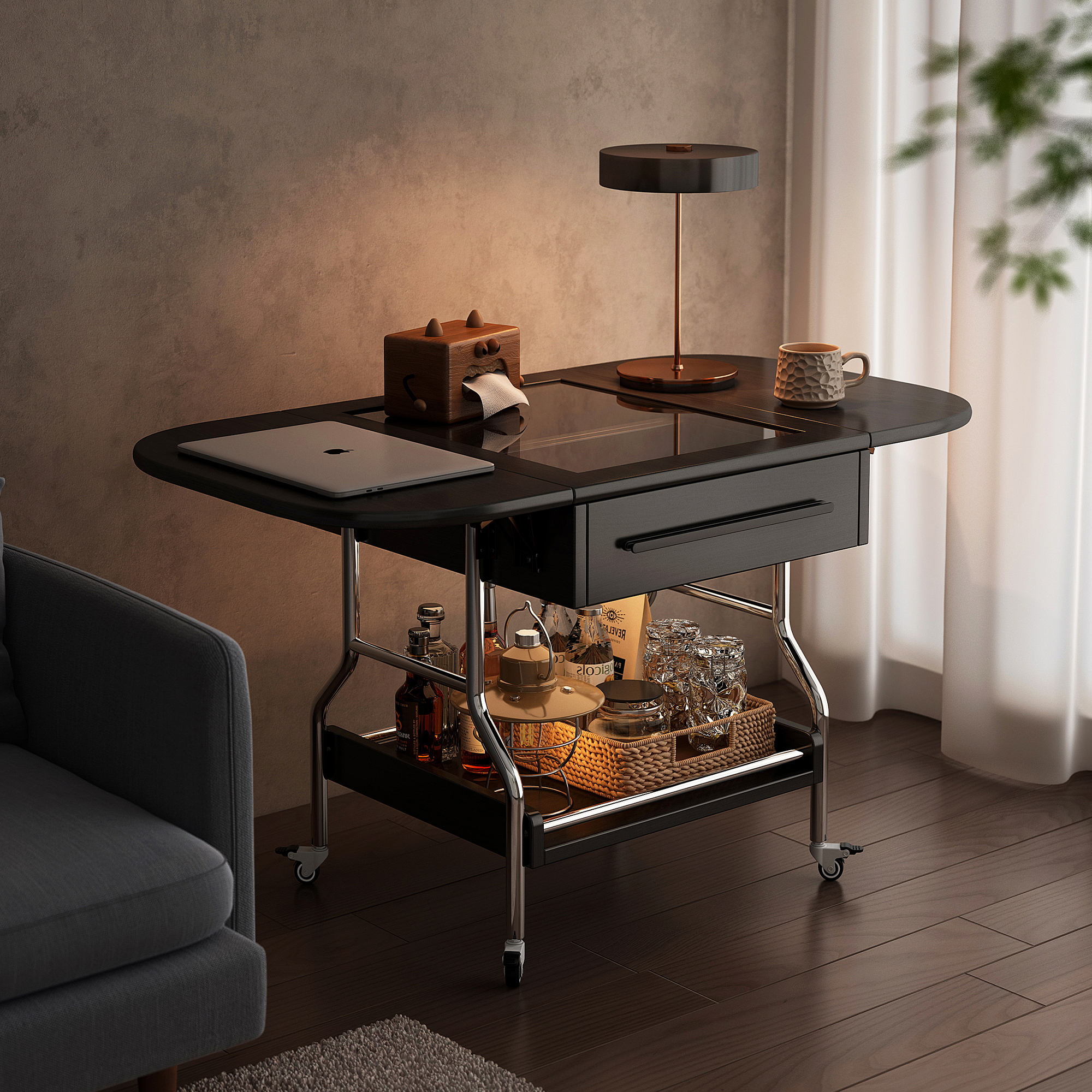 姿竹茶几可移动可折叠