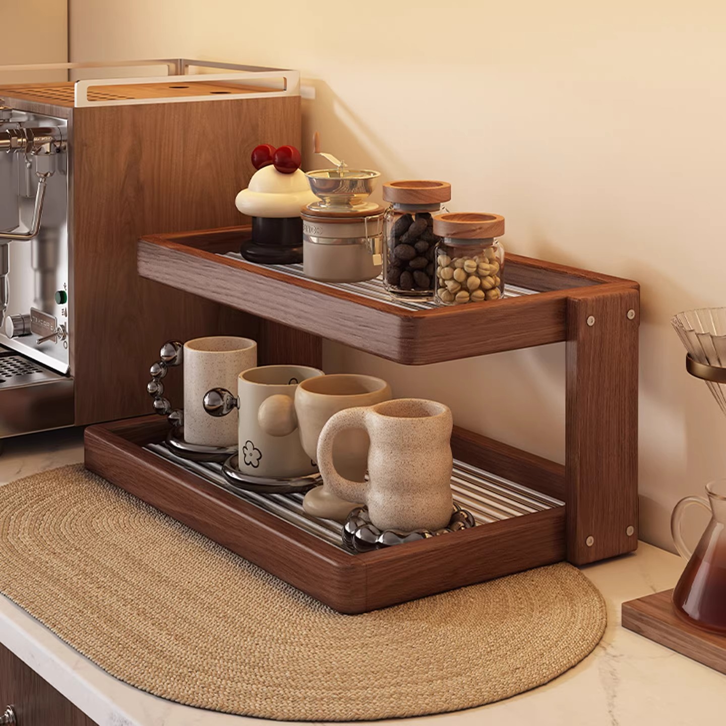 中古风咖啡吧台置物架