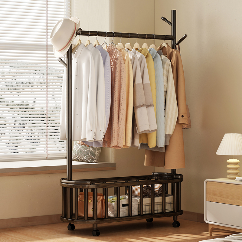 姿竹实木不占空间衣帽架