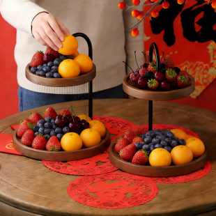 实木水果盘客厅茶几家用2026新款糖果零食坚果盘新年干果摆放盘子