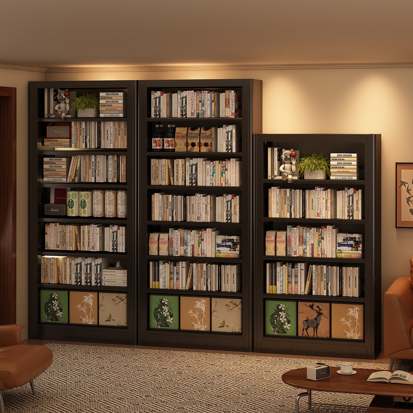 金属书柜家用图书馆钢制书架开放式书本展示架儿童书本阅读收纳架